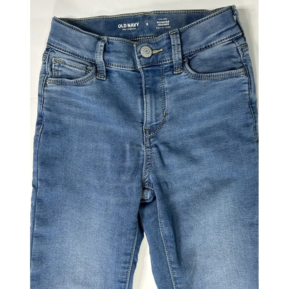Old‎ Navy Rockstar Jeggings Girls Size 8 High Rise Stretch Blue Built In Tough